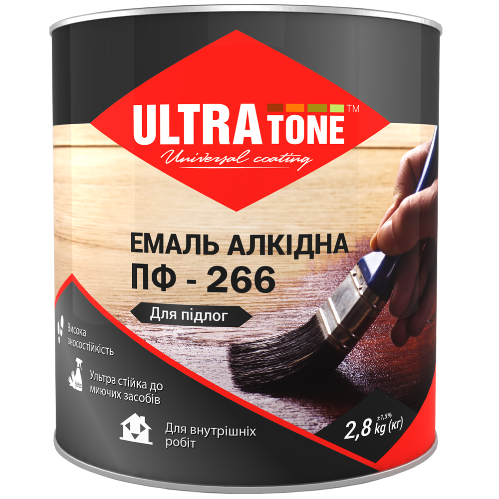 Емаль алкідна ULTRATONE ПФ-266, для підлоги, жовто-коричнева, 2,8кг